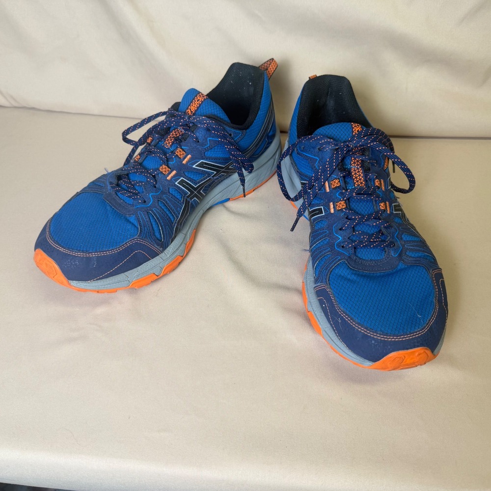 Asics Gel-Venture 7 Mens 12 Extra Wide Blue Orange Trail Running Shoes 1011A561